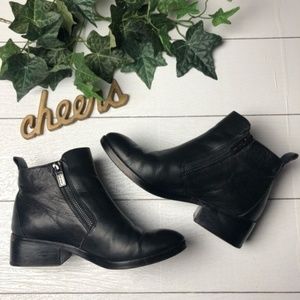 Cole Haan Black Oak Dual Side Zipper Ankle Boots
